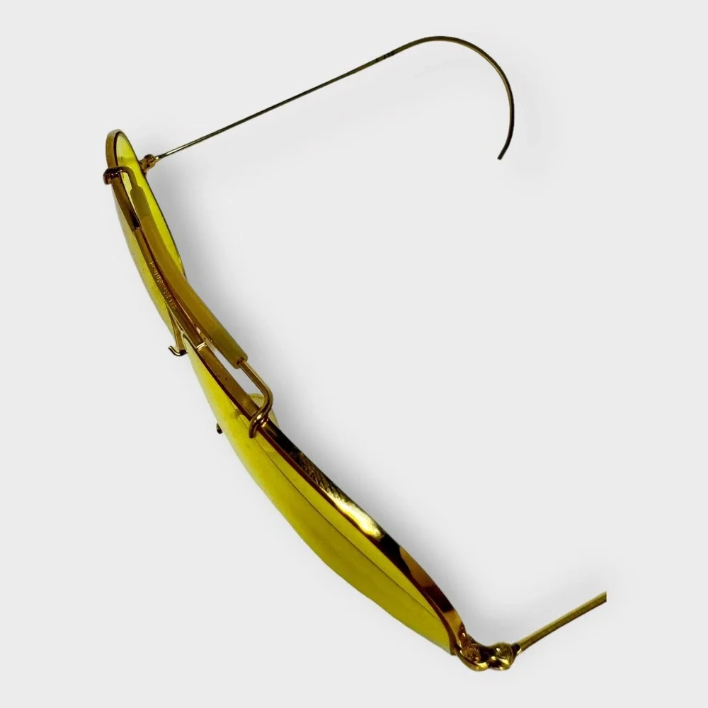 1960s VINTAGE RAY-BAN BULLET HOLE SHOOTING AVIATOR SUNGLASSES USA GOLD‎ TONE